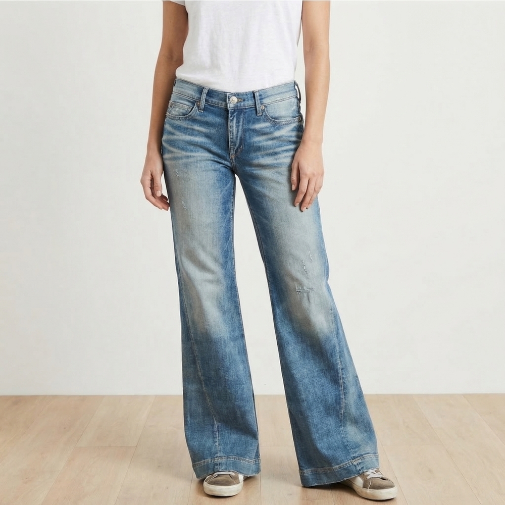 True Religion 2015 Jessie Flare Mid Rise Vintage in Sea Glass Clean NWT